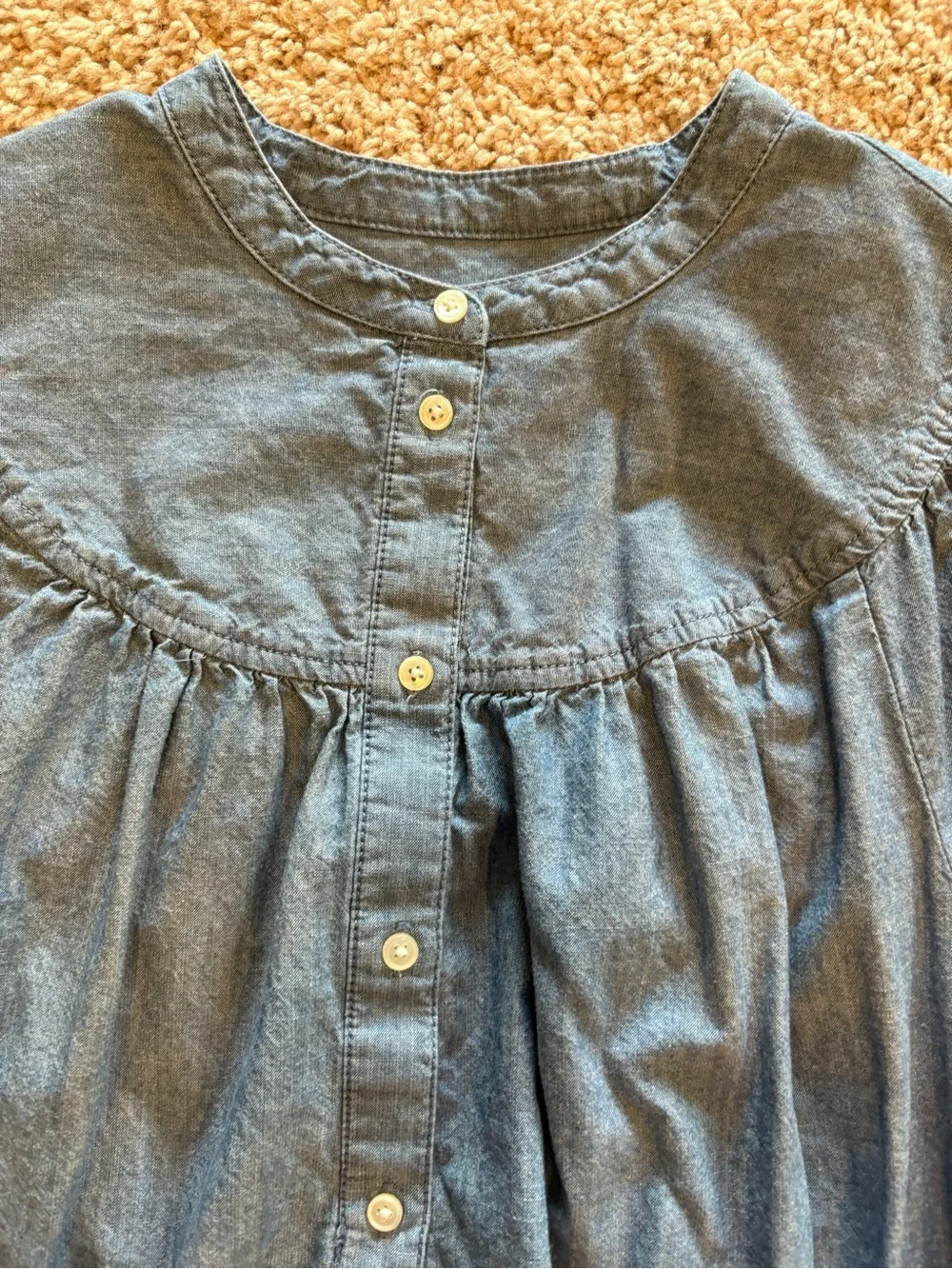Chambray Puff Sleeve Top